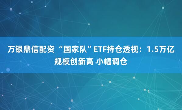 万银鼎信配资 “国家队”ETF持仓透视：1.5万亿规模创新高 小幅调仓