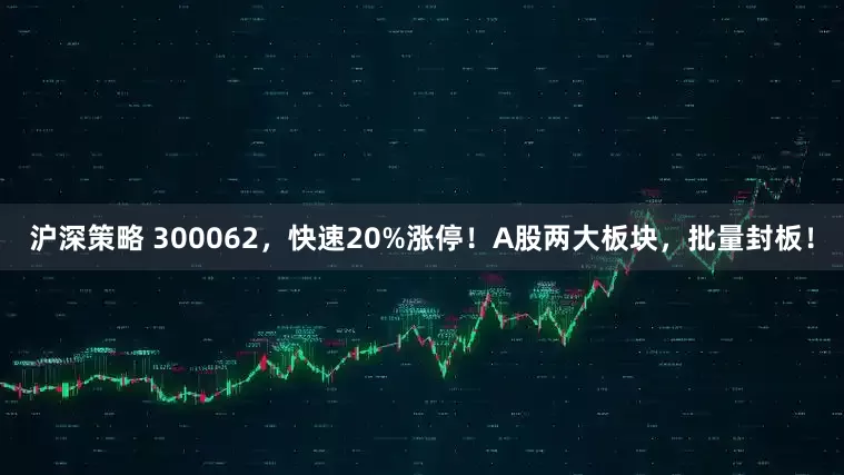 沪深策略 300062，快速20%涨停！A股两大板块，批量封板！